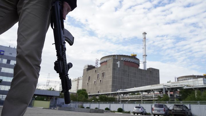 Zaporizhzhia Nuclear Power Plant is seen after operations were halted on Sunday. The last of the plant's six reactors has been disconnected from the power grid, according to a statement by Energoatom, Ukraine's atomic power operator.
