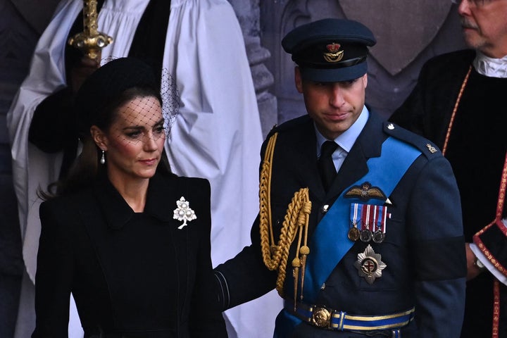 The Princess and Prince of Wales leave after the service.