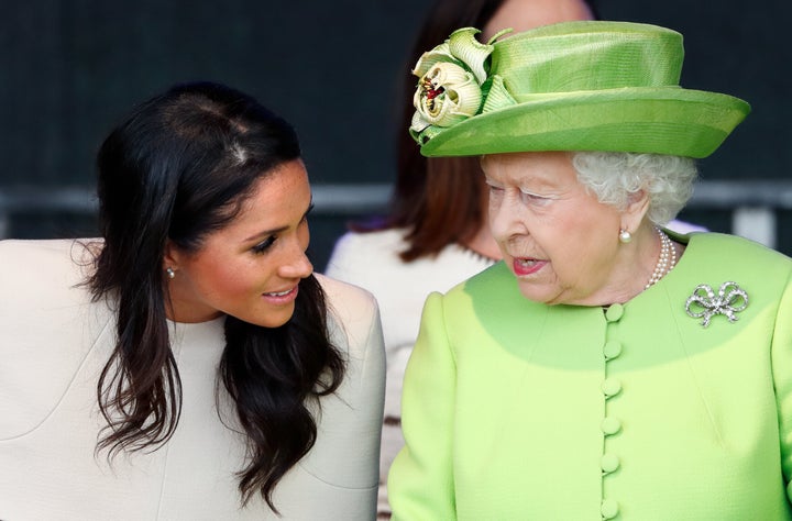 Meghan Markle junto a Isabel II en la inauguración del puente de New Mersey en junio de 2018, su único acto juntas en solitario.