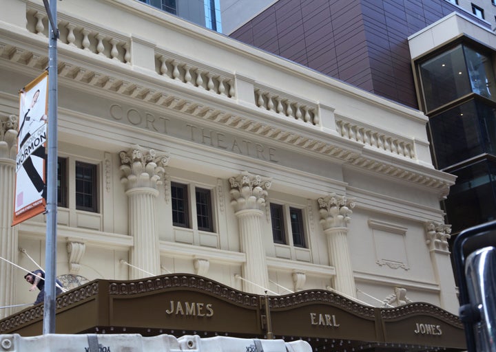 The James Earl Jones marquee was unveiled at the former Cort Theatre on Monday.