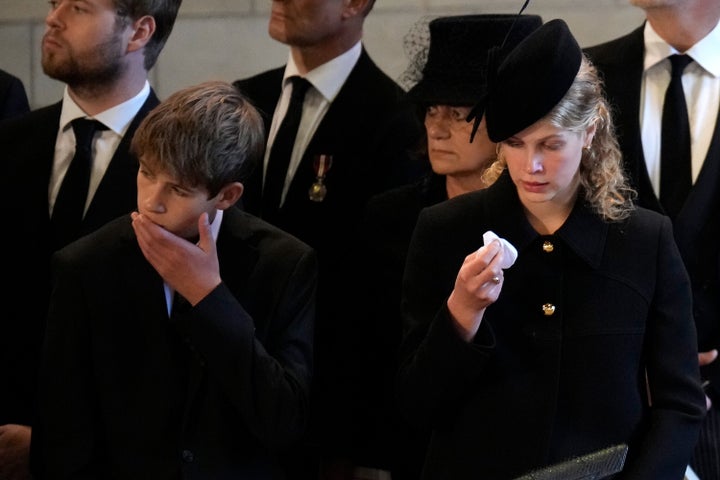 James, Viscount Severn and Lady Louise Windsor at the Palace of Westminster.