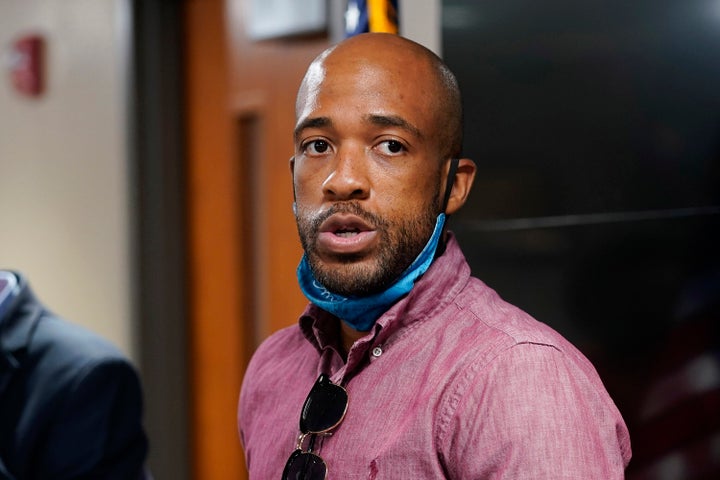 Lt. Gov. Mandela Barnes speaks during a news conference in Kenosha, Wisconsin, on Aug. 27, 2020.