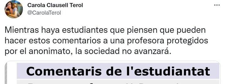 El comentario que ha recibido una profesora.