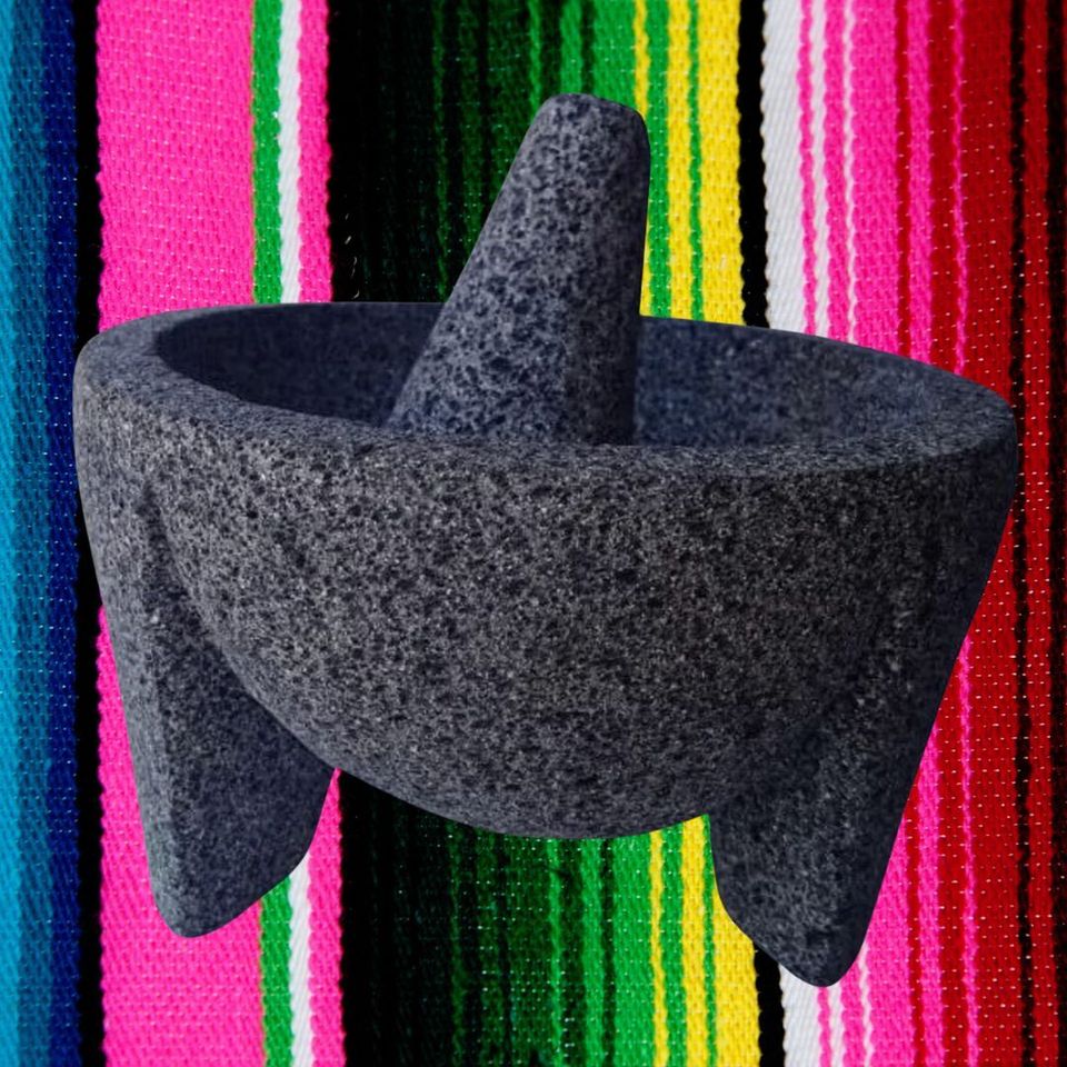A volcanic rock molcajete for infusing flavors into salsas and guacamole