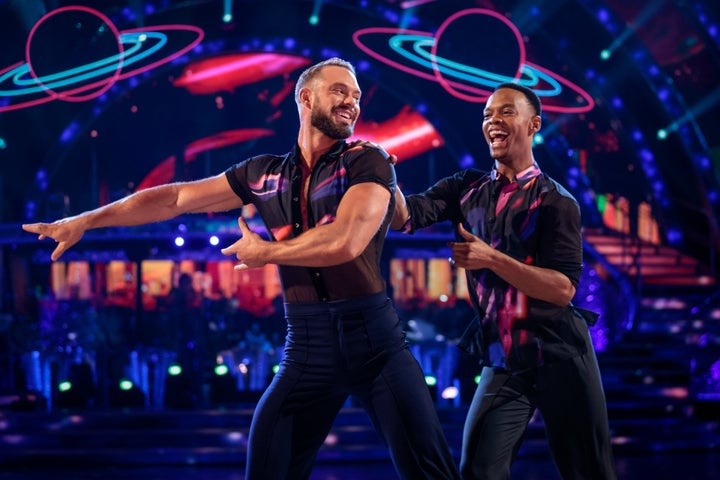 John Whaite and Johannes Radebe performing together on Strictly last year