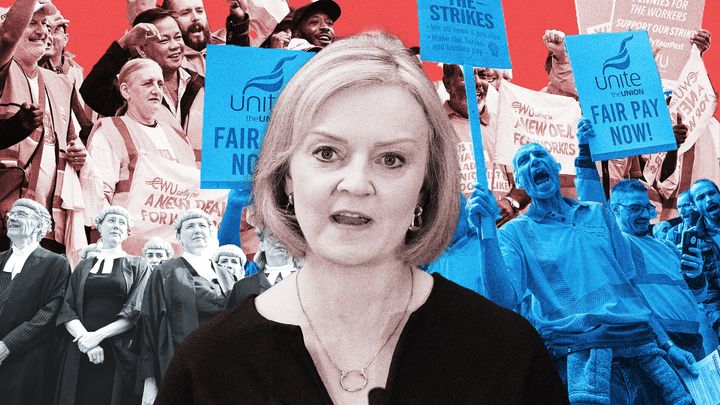 Liz Truss vowed to take a "tough line on trade union action that is not helping people get on in life".