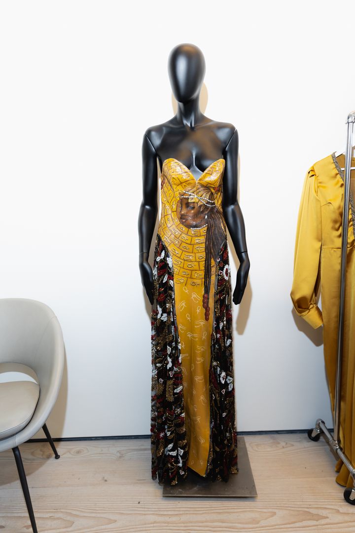 In her collection, aptly titled "Summer Reign," Madame Adassa designer Marsha Vacirca paid homage to Queen Dahomey. 