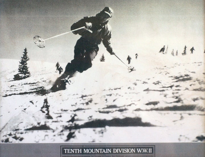 Richard Over, a member of the 10th Mountain Division, trains at Camp Hale in Colorado in the early 1940s for military duty in Alaska and Italy.