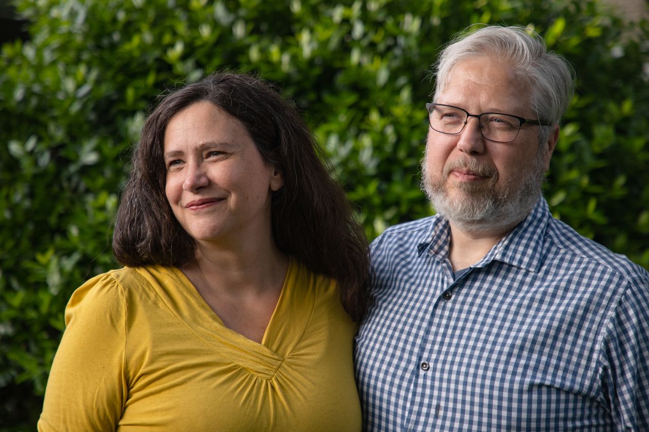 Jenifer Alonzo, left, and her husband, Brian Wells, have been pulled into activism for transgender rights after Kentucky's Republican-run legislature passed a transgender sports ban.