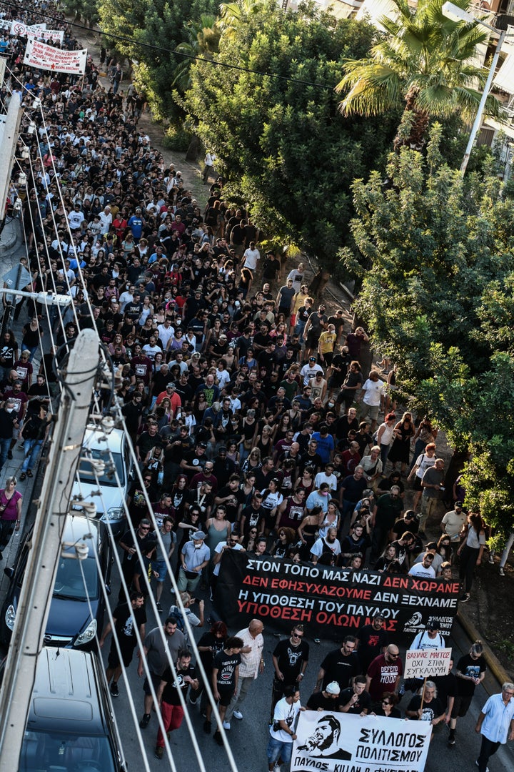 Αντιφασιστική συγκέντρωση και πορεία στο Κερατσίνι για τα εννέα χρόνια από τη δολοφονία του Παύλου Φύσσα, Κυριακή 18 Σεπτεμβρίου 2022. (ΤΑΤΙΑΝΑ ΜΠΟΛΑΡΗ/EUROKINISSI)