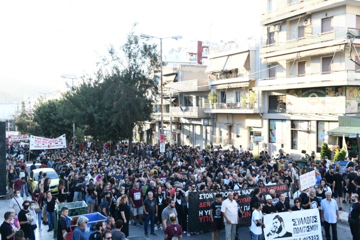 Αντιφασιστική συγκέντρωση και πορεία στο Κερατσίνι για τα εννέα χρόνια από τη δολοφονία του Παύλου Φύσσα, Κυριακή 18 Σεπτεμβρίου 2022. (ΤΑΤΙΑΝΑ ΜΠΟΛΑΡΗ/EUROKINISSI)