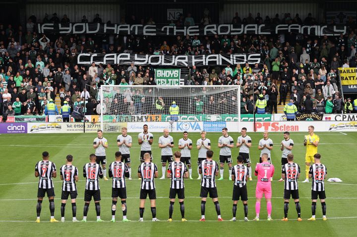 Celtic fans hold up a banner before the cinch Premiership match at The SMISA Stadium, St Mirren. Picture date: Sunday September 18, 2022. (Photo by Steve Welsh/PA Images via Getty Images)