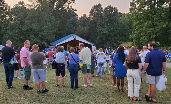 Attendees of the 2022 Washington Ukrainian Festival enjoy traditional music on the grounds of the Saint Andrew Ukrainian Orthodox Cathedral Saturday Sept. 17.