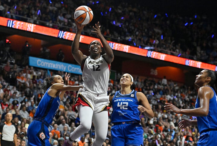 Las Vegas Aces' Chelsea Gray (12) went 9 of 13 from the floor, and was named Finals MVP after averaging 18.3 points in the series.