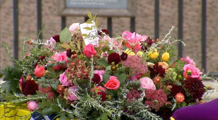 The bouquet on the Queen's coffin