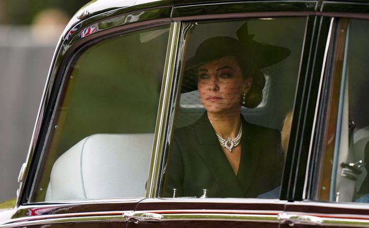 The Princess of Wales arrives ahead of the State Funeral of Queen Elizabeth II, held at Westminster Abbey, London