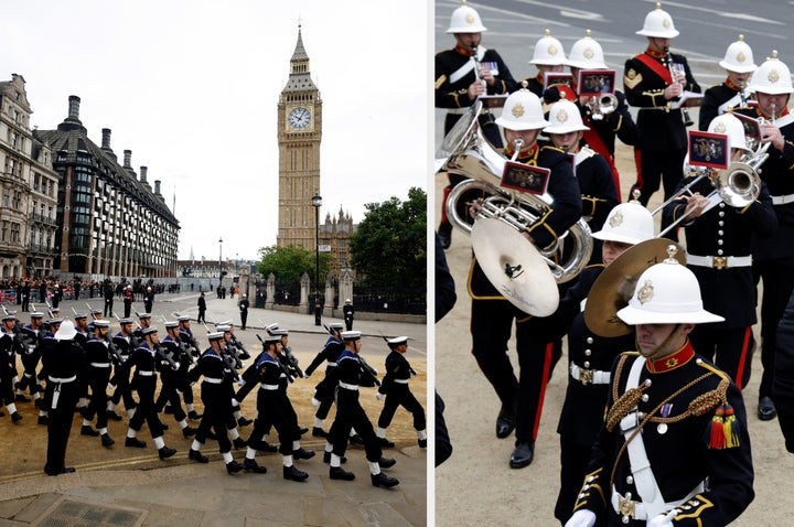 Royal Navy and a marching band ahead of the funeral.