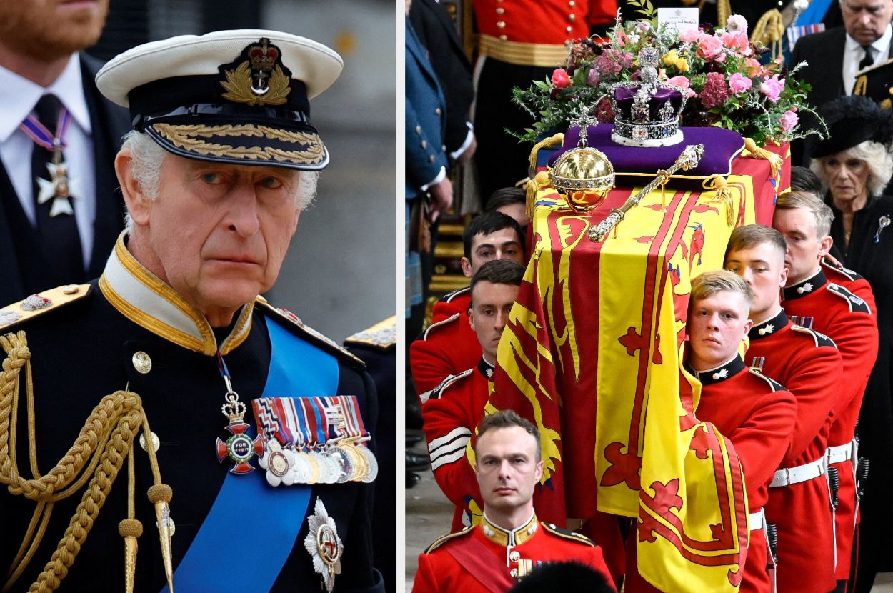 King Charles III at the funeral of his mother, Queen Elizabeth II