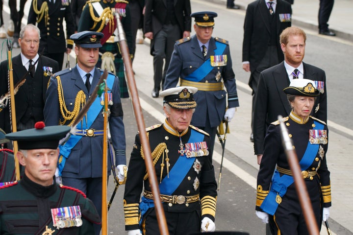 The royals in the ceremonial procession.