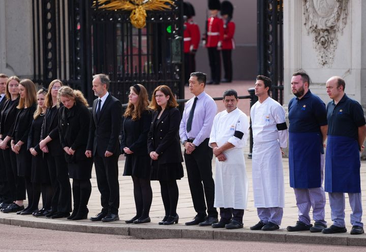 Buckingham Palace household staff pay their respects during the State Funeral of Queen Elizabeth II.