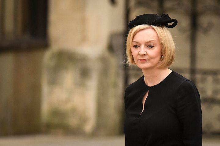 Liz Truss as she arrived at Westminster Abbey