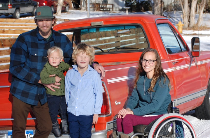 The author with her husband and two sons.