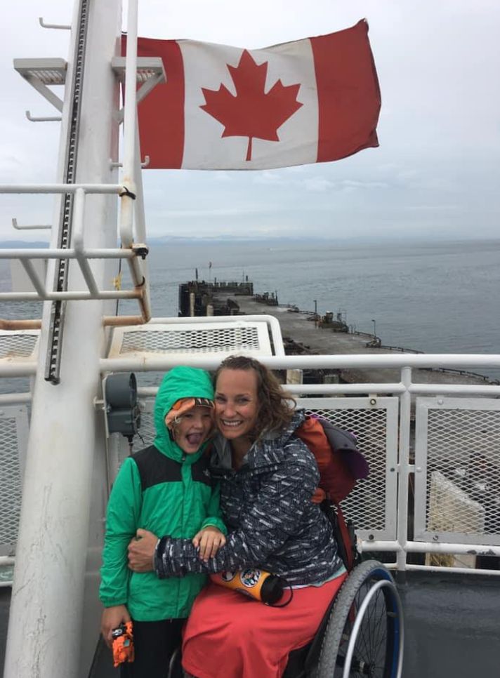 The author with her son Van on the ferry from Vancouver to Victoria in 2019.