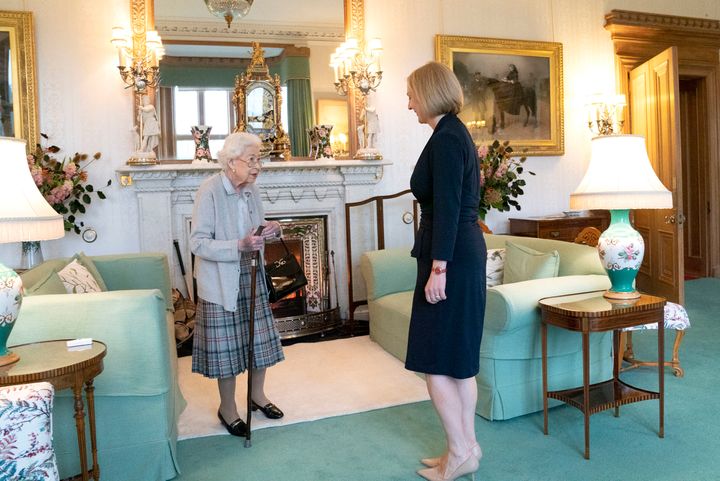 Queen Elizabeth greeting newly elected leader of the Conservative party Liz Truss in early September 