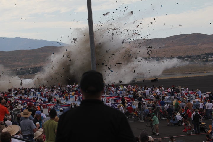 A P-51 Mustang airplane crashes into the edge of the grandstands during the airshow in 2011, killing 11 people.