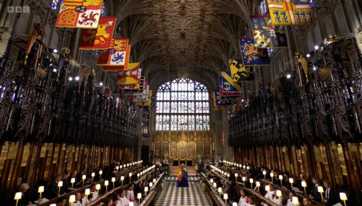 St George's Chapel during the committal service for the Queen