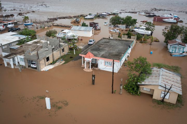 Houses on Salinas Beach flooded Monday after Hurricane Fiona.