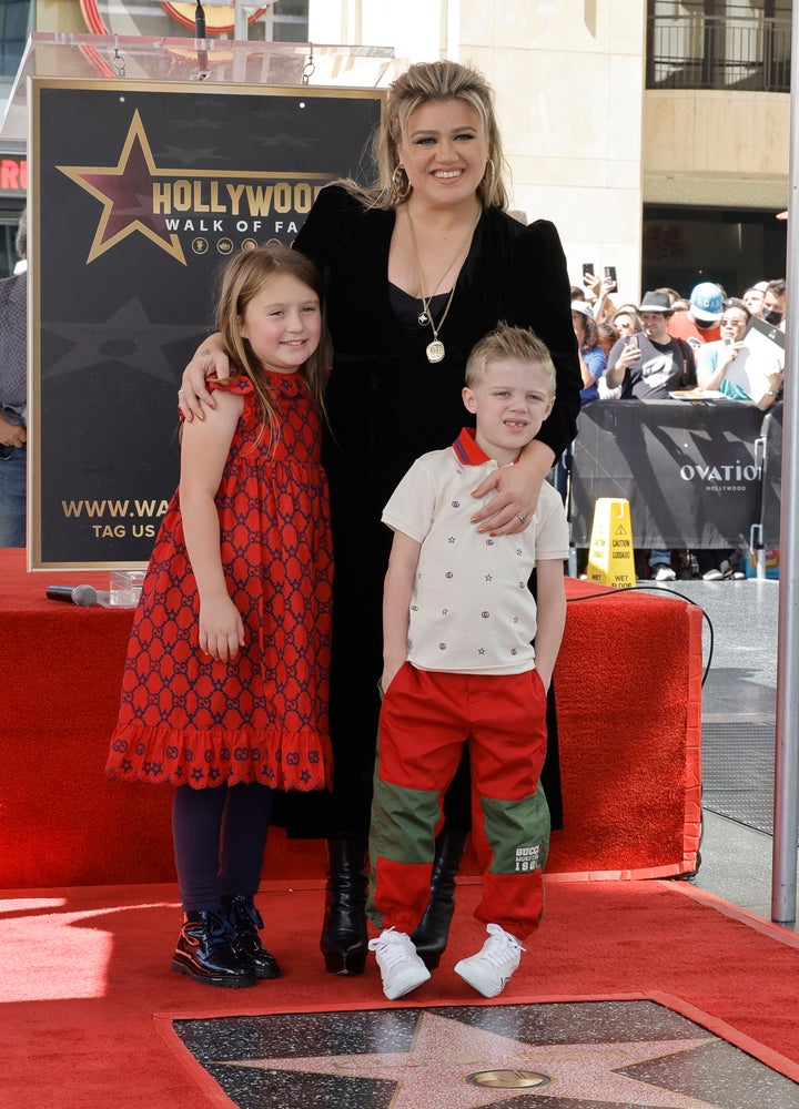 River Rose Blackstock, Kelly Clarkson and Remington Alexander Blackstock attend the Hollywood Walk Of Fame Star Ceremony on Sept. 19 in Los Angeles.