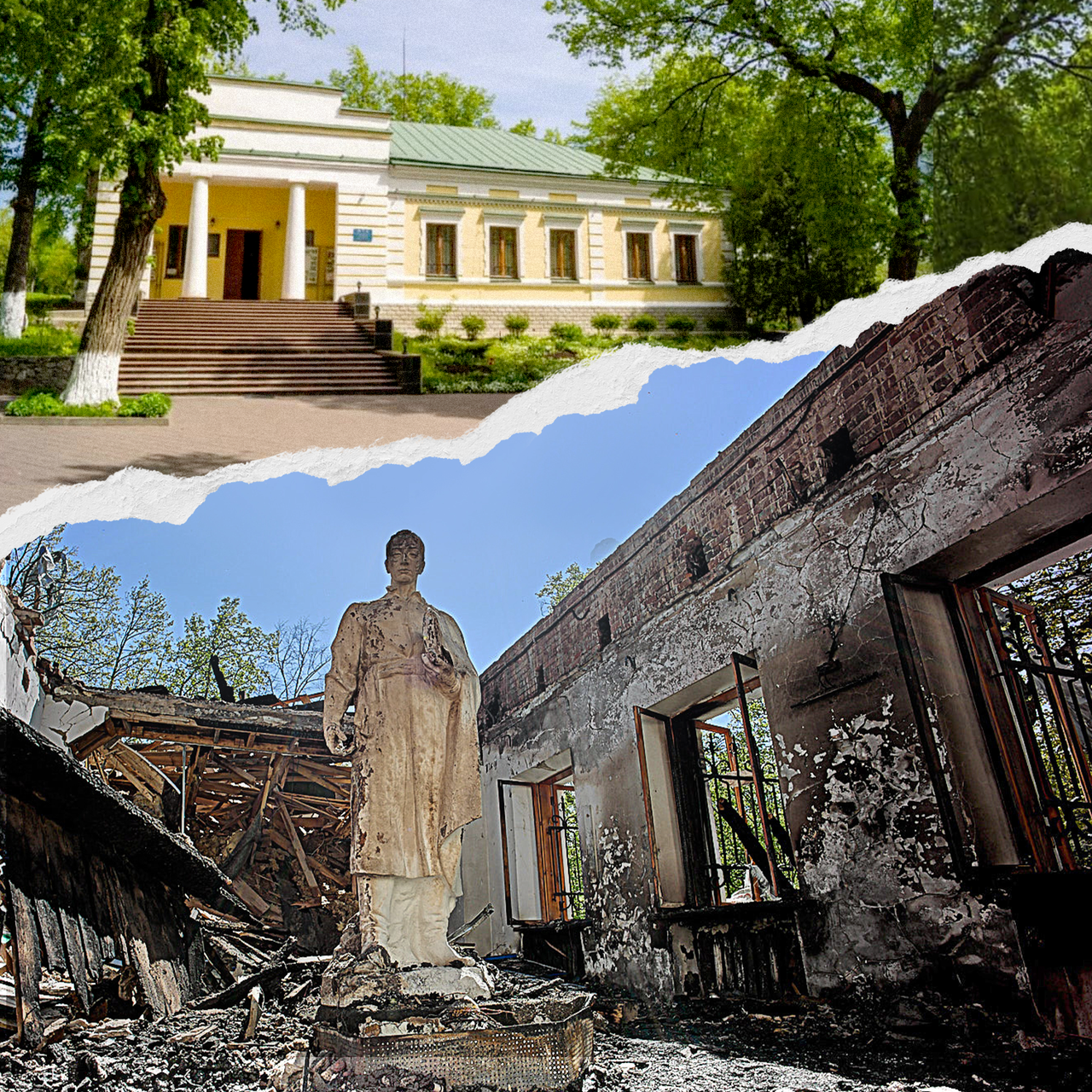 The Hryhorii Skovorda museum is devoted to a prominent Ukrainian philosopher, theologian, and poet who had a significant impact on multiple generations of Ukrainians. The philosopher's works, his favorite books, and other personal belongings are displayed in an 18th-century museum building. The philosopher's grave is located nearby. His tombstone reads: “The world tried to capture me, but didn't succeed.” On May 7, 2022, the Russian military shelled the building's roof, setting the entire museum on fire.