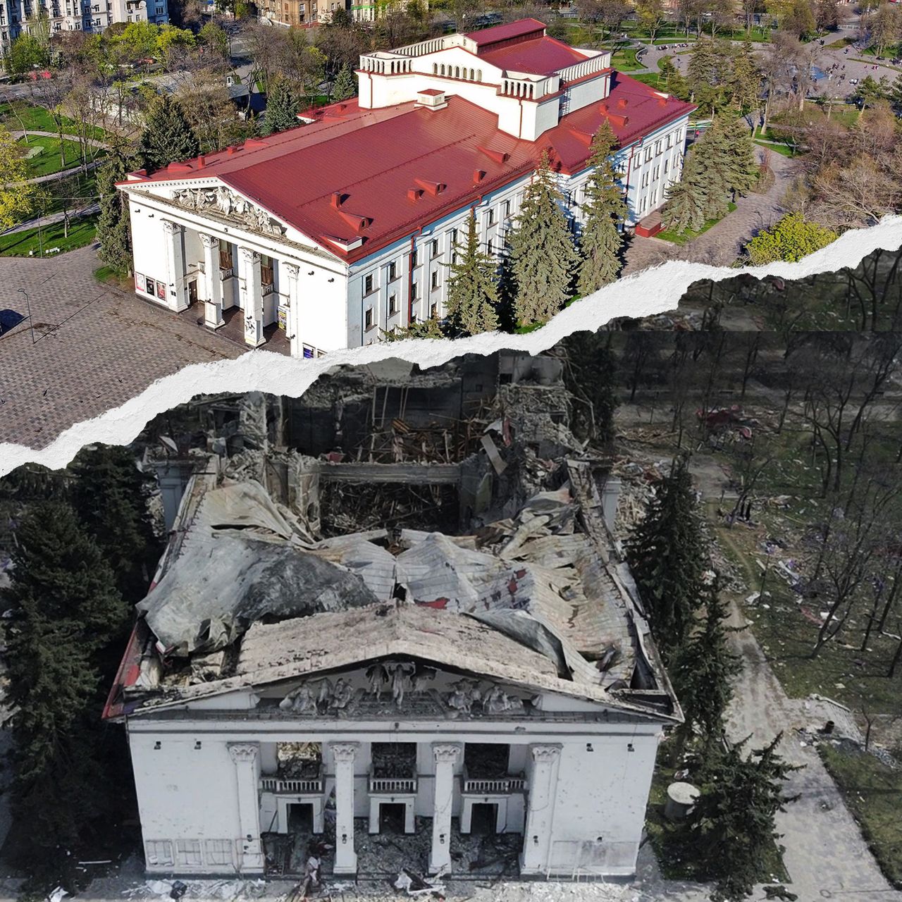 The only professional theater in Mariupol, Donetsk Academic Regional Drama Theatre, was constructed in the 1950s in the style of monumental Soviet classicism. After Russian bombing on March 16, this city’s cultural center became a mass grave for hundreds of children and adults hiding there, becoming a symbol of the humanitarian catastrophe in Ukraine.