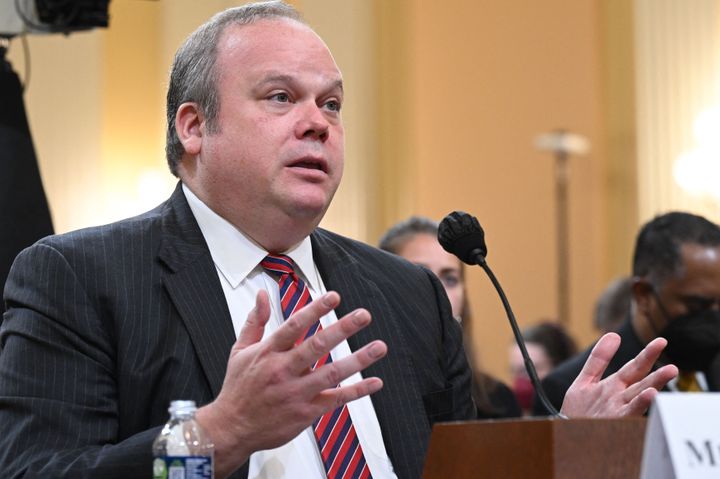 Chris Stirewalt, former Fox News political editor, testifies during a hearing by the House Jan. 6 committee on June 13.