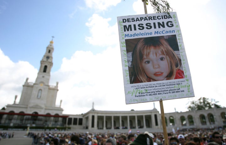 Un cartel de Madeleine McCann en el santuario de Fátima, al norte de Portugal.