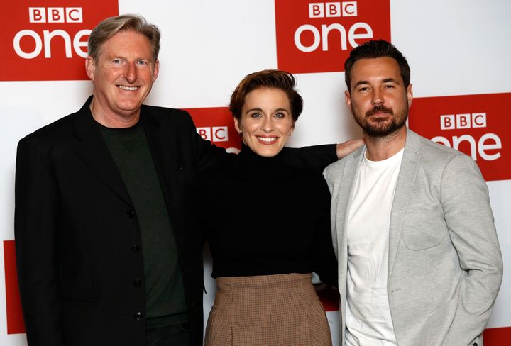 Line Of Duty stars Adrian Dunbar, Vicky McClure and Martin Compston pictured in 2019