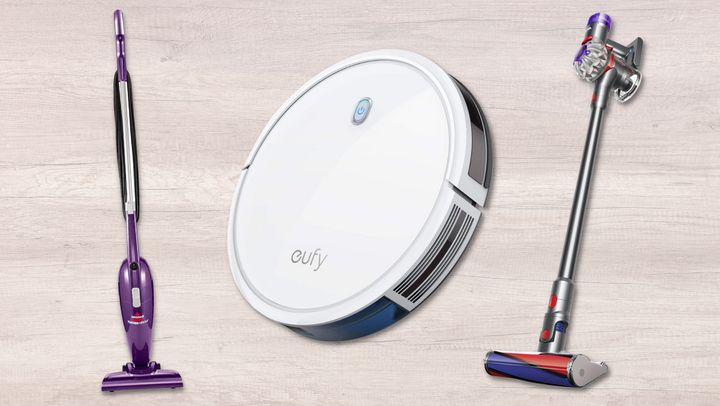 The Bissell Featherweight stick vacuum, Eufy BoostIQ RoboVac and Dyson V8 Absolute