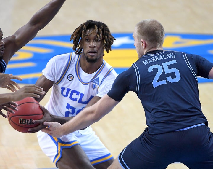 Jalen Hill of UCLA successful a 2020 crippled against the University of San Diego.