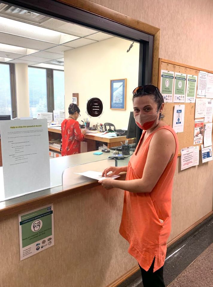 The author suspending her ability to purchase a firearm in Washington State at the Skamania County Clerk on Aug. 31, 2020.