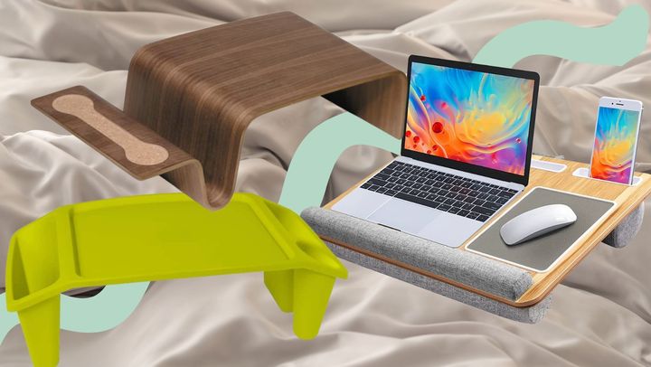 Breakfast in Bed Tray with Legs,Bed Trays Eating Table Lap Trays for Eating  Lap Desk 20 Inch Removable Media Slot Laptop Bed Tray Bamboo with Foldable
