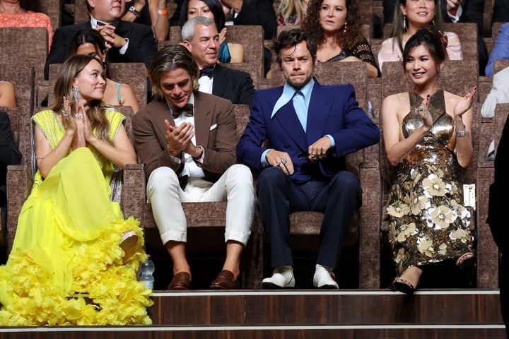 Olivia Wilde, Chris Pine, Harry Styles y Gemma Chan, en el Festival de Venecia el 31 de agosto de 2022.