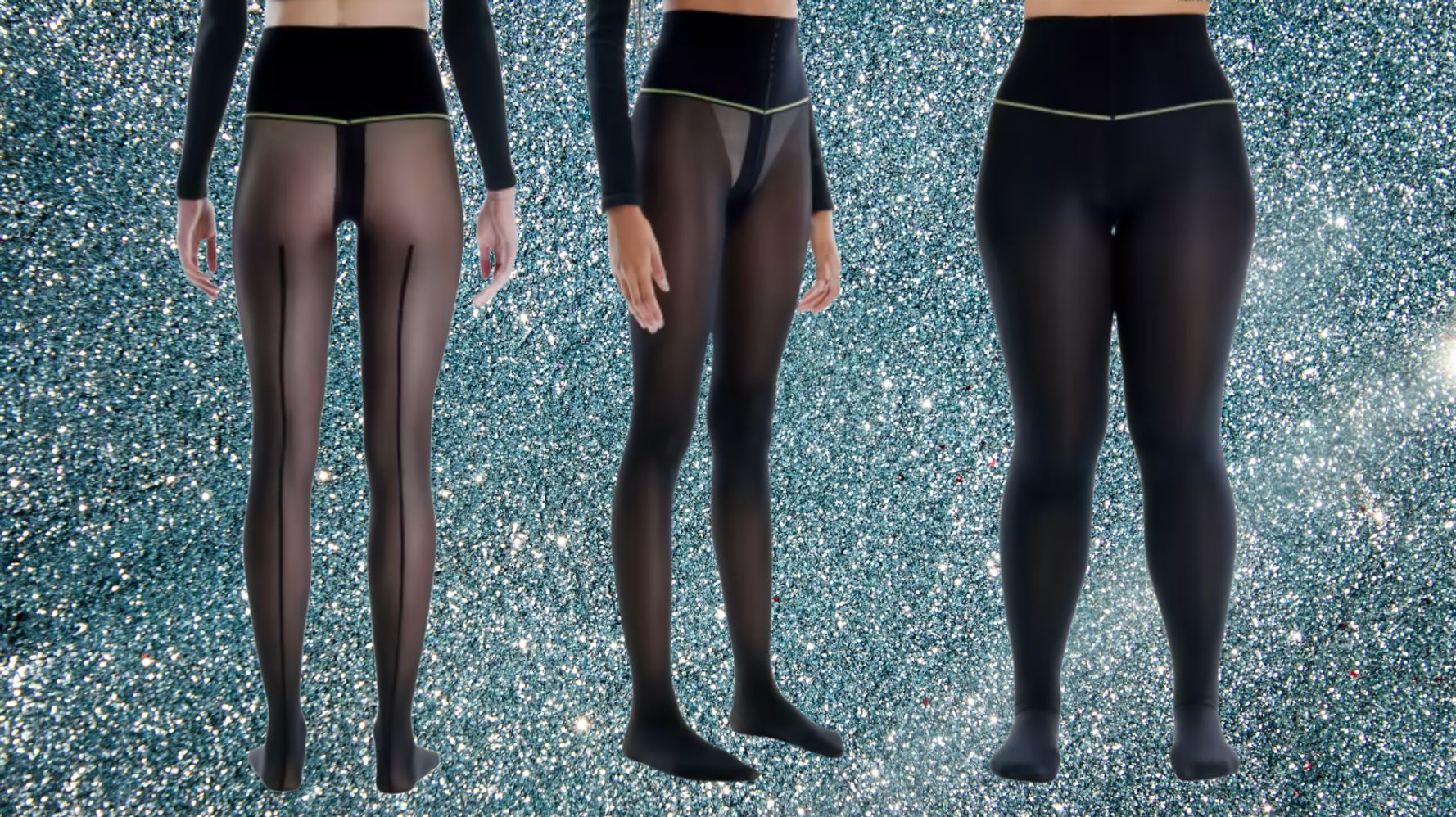 Shiny tights without fingertip reinforcement