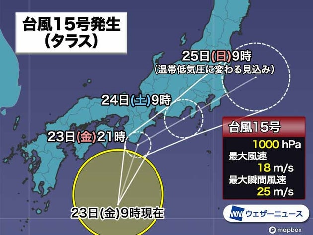 台風15号の進路予想