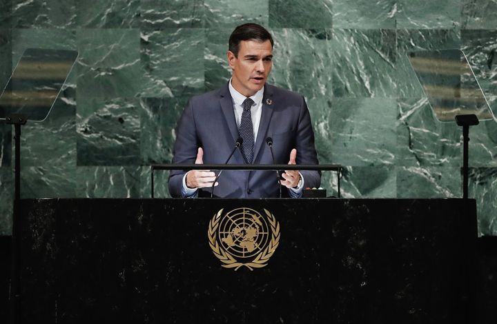Pedro Sánchez, este jueves interviniendo en la Asamblea General de la ONU