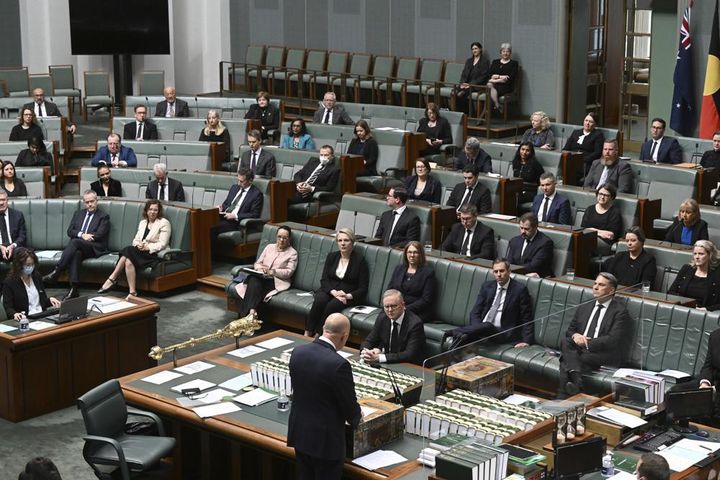 Leader of the Opposition Peter Dutton speaking connected  a condolence question  successful  the House of Representatives astatine  Parliament House connected  Sept. 23.