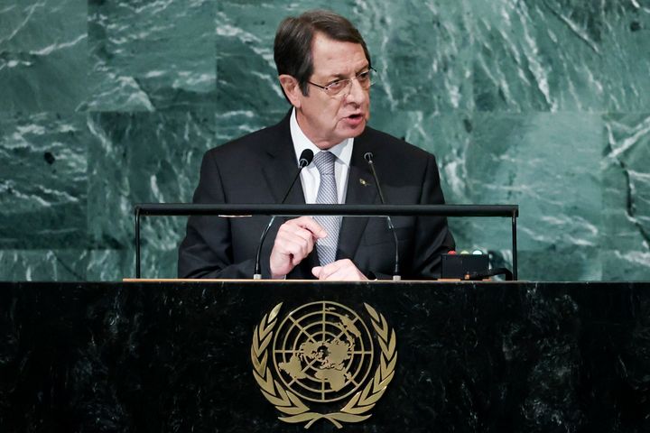 Ο Πρόεδρος της Κύπρου Νίκος Αναστασιάδης απευθύνει χαιρετισμό στην 77η σύνοδο της Γενικής Συνέλευσης των Ηνωμένων Εθνών, Παρασκευή, Σεπτ. 23, 2022, στον ΟΗΕ. αρχηγείο. (AP Photo/Julia Nikhinson)
