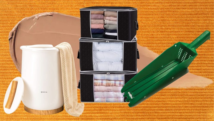 A portable tower warmer, large capacity storage bags and a gutter cleaning scoop. 