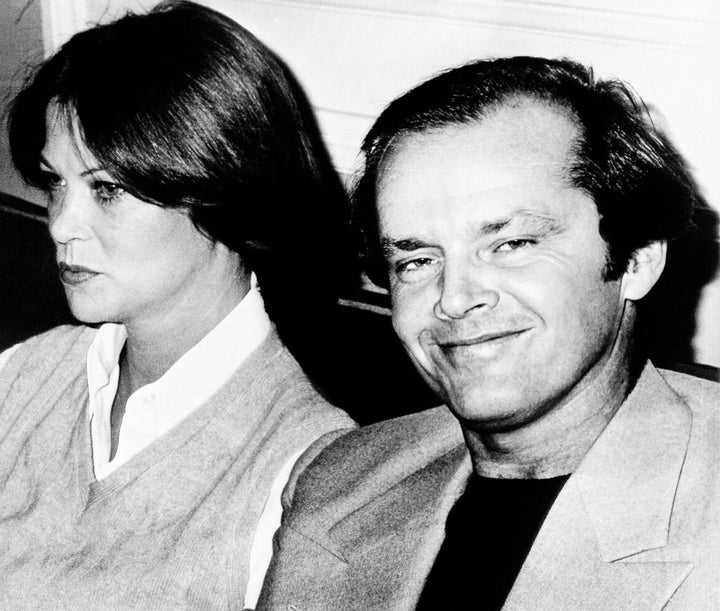 Jack Nicholson, nominated for the best actor Oscar, flashes a grin at a news conference to promote "One Flew Over the Cuckoo's Nest" (nominated for best film) in Rome in 1976, alongside co-star Louise Fletcher, who was nominated for best actress. (They all won.)