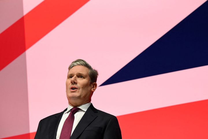 Britain's main opposition Labour Party leader Keir Starmer pays tribute to the late Queen Elizabeth II on the first day of the annual Labour Party conference in Liverpool, north east England on September 25, 2022. (Photo by Oli SCARFF / AFP) (Photo by OLI SCARFF/AFP via Getty Images)